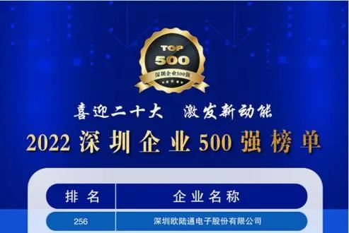 喜讯！凯发网站连续五年上榜深圳企业500强